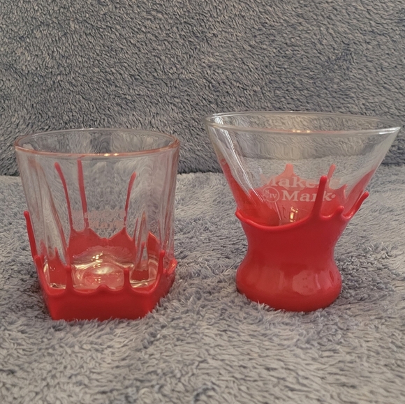 Makers Mark Dining 2 Markers Mark Red Wax Dip Glasses Martini Glass Wiskey Bourbon Tumbler